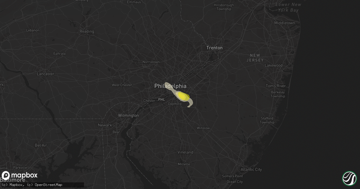 Hail map in Audubon, NJ on July 23, 2016
