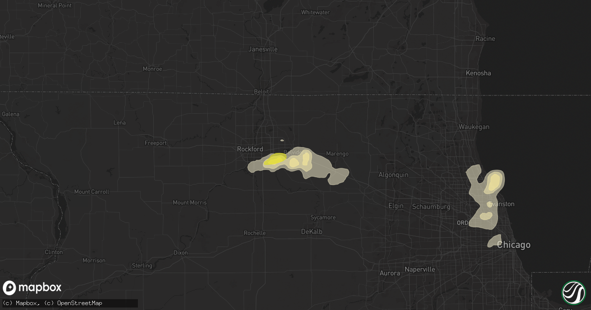 Hail map in Belvidere, IL on July 23, 2016