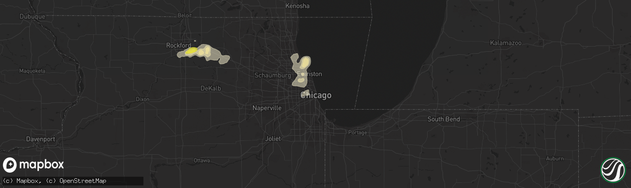Hail map in Chicago, IL on July 23, 2016