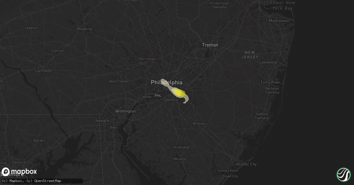 Hail map in Haddon Heights, NJ on July 23, 2016