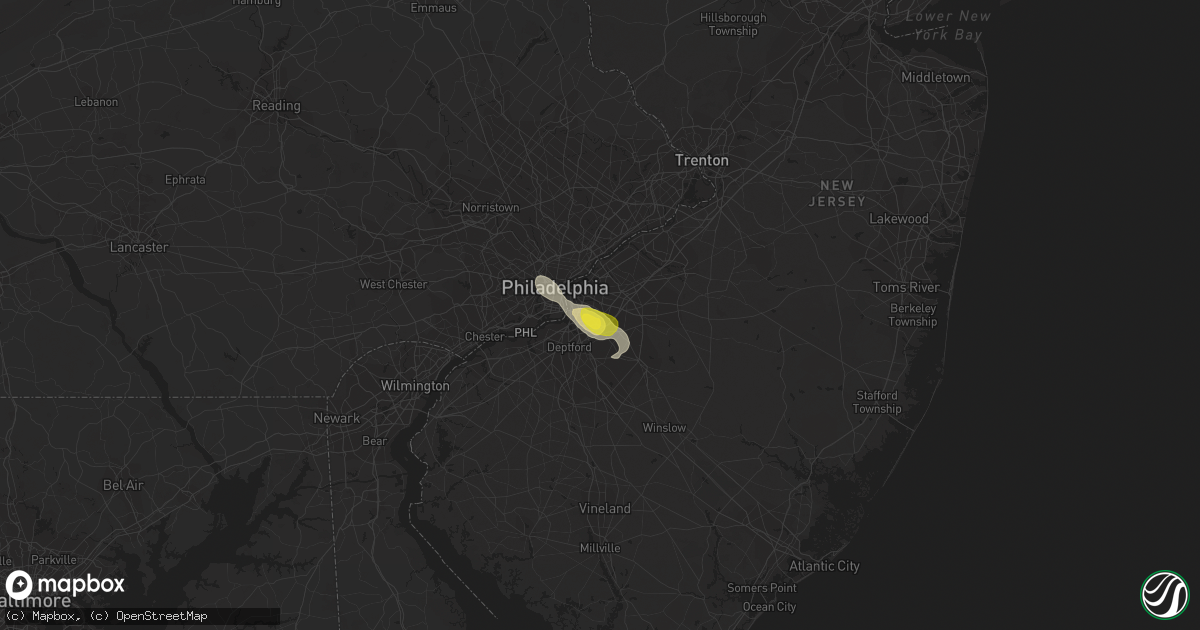 Hail map in Haddonfield, NJ on July 23, 2016