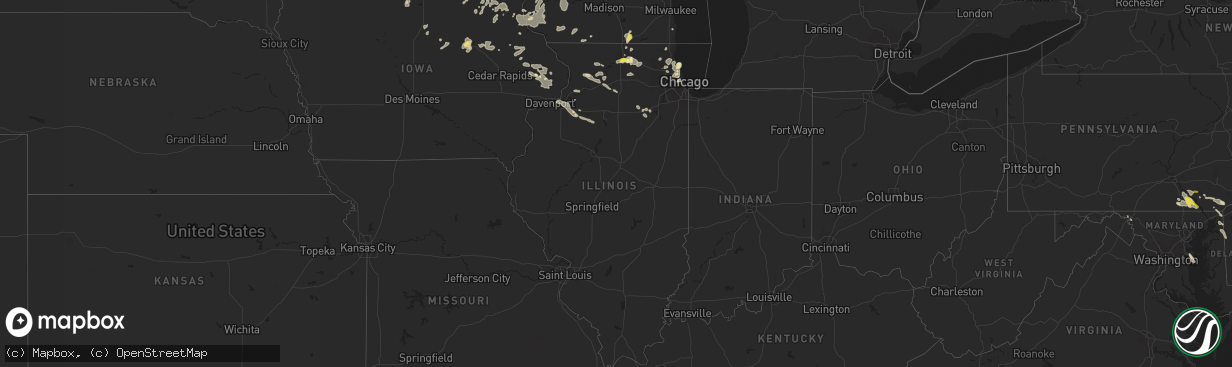 Hail map in Illinois on July 23, 2016
