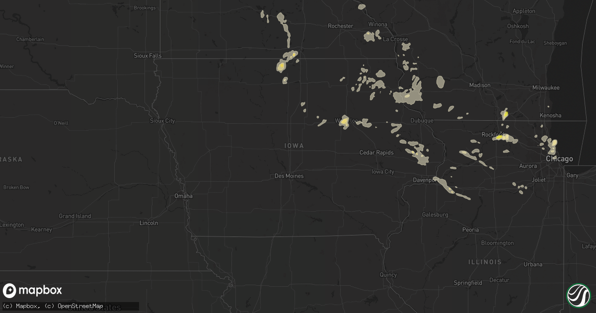 Hail map in Iowa on July 23, 2016