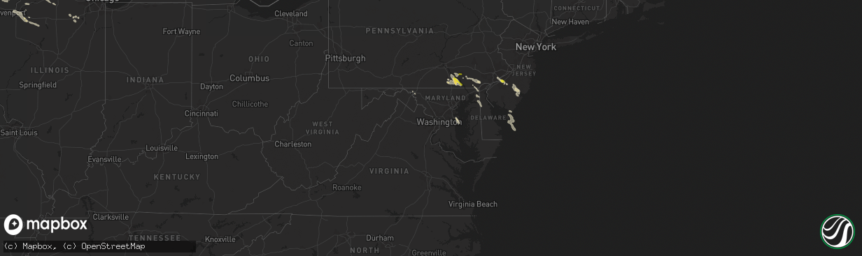 Hail map in Maryland on July 23, 2016