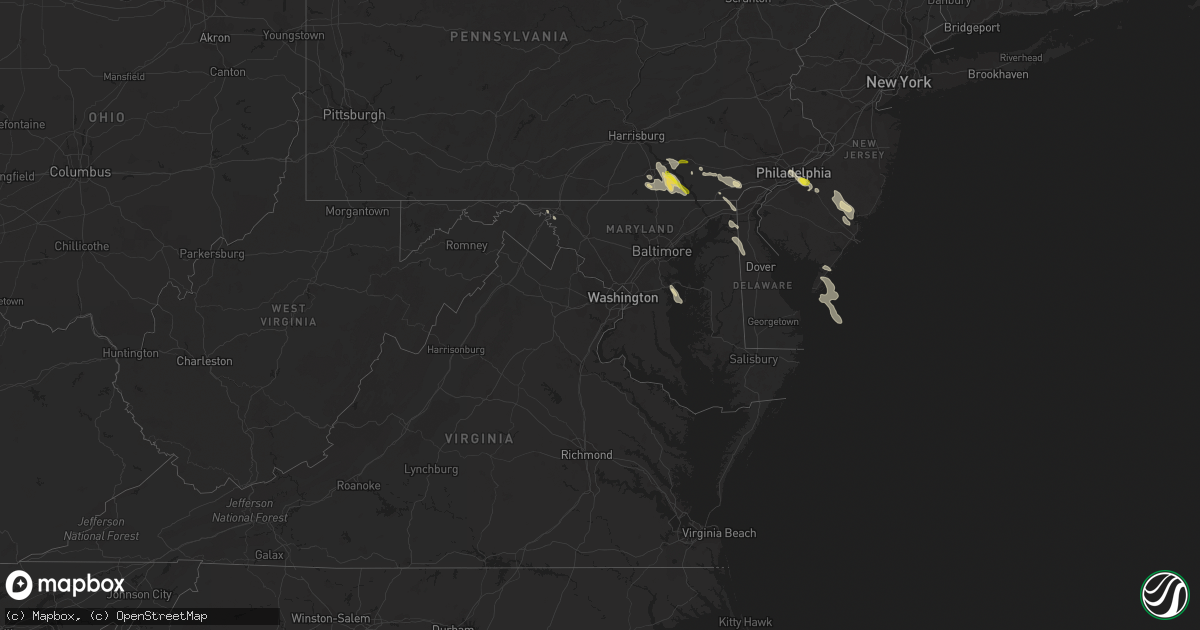 Hail map in Maryland on July 23, 2016