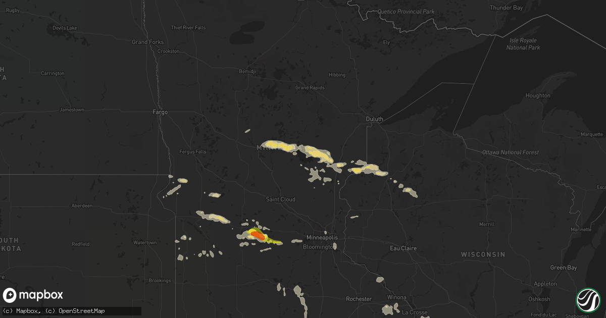 Hail map in Minnesota on July 23, 2016