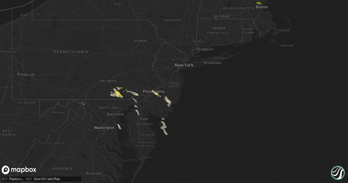 Hail map in New Jersey on July 23, 2016