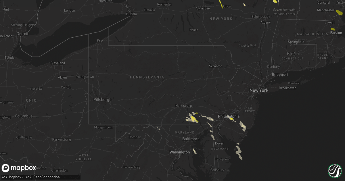 Hail map in Pennsylvania on July 23, 2016