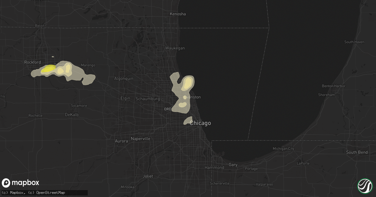 Hail map in Skokie, IL on July 23, 2016
