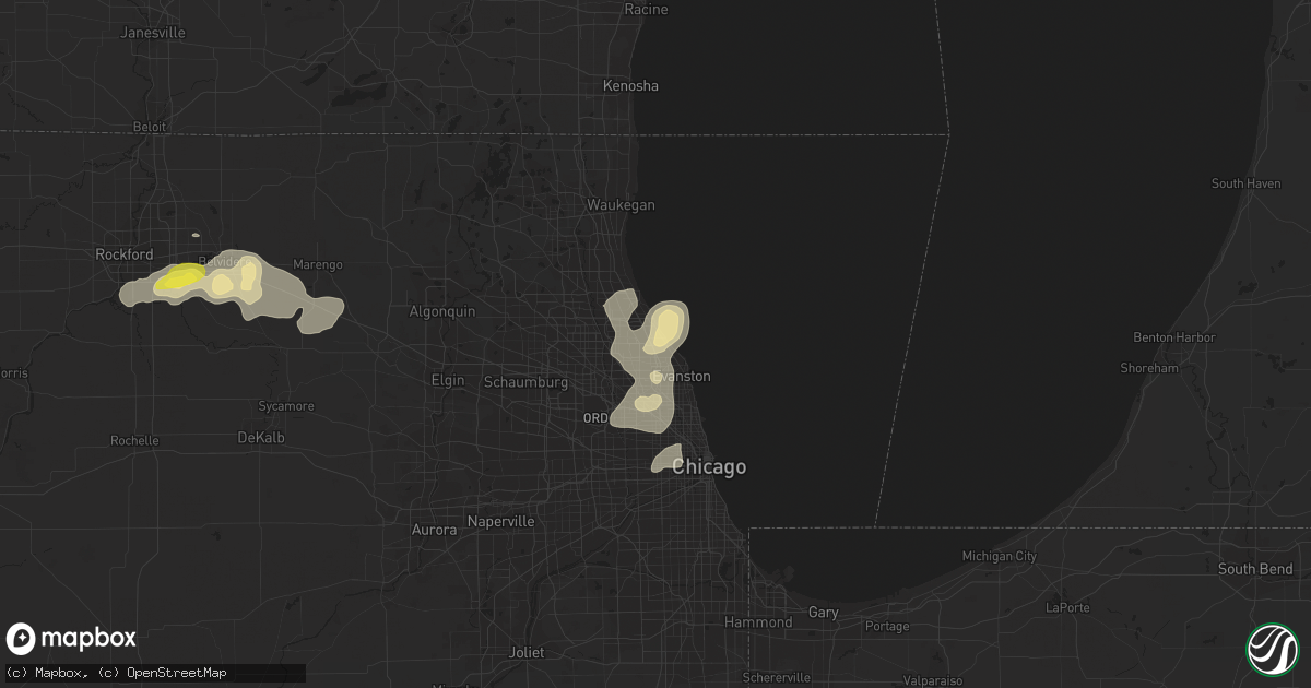Hail map in Winnetka, IL on July 23, 2016