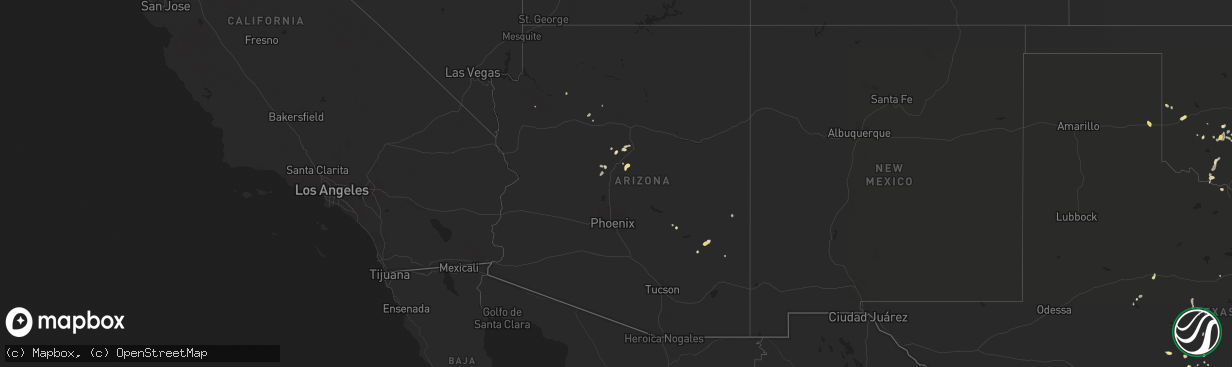 Hail map in Arizona on July 23, 2017