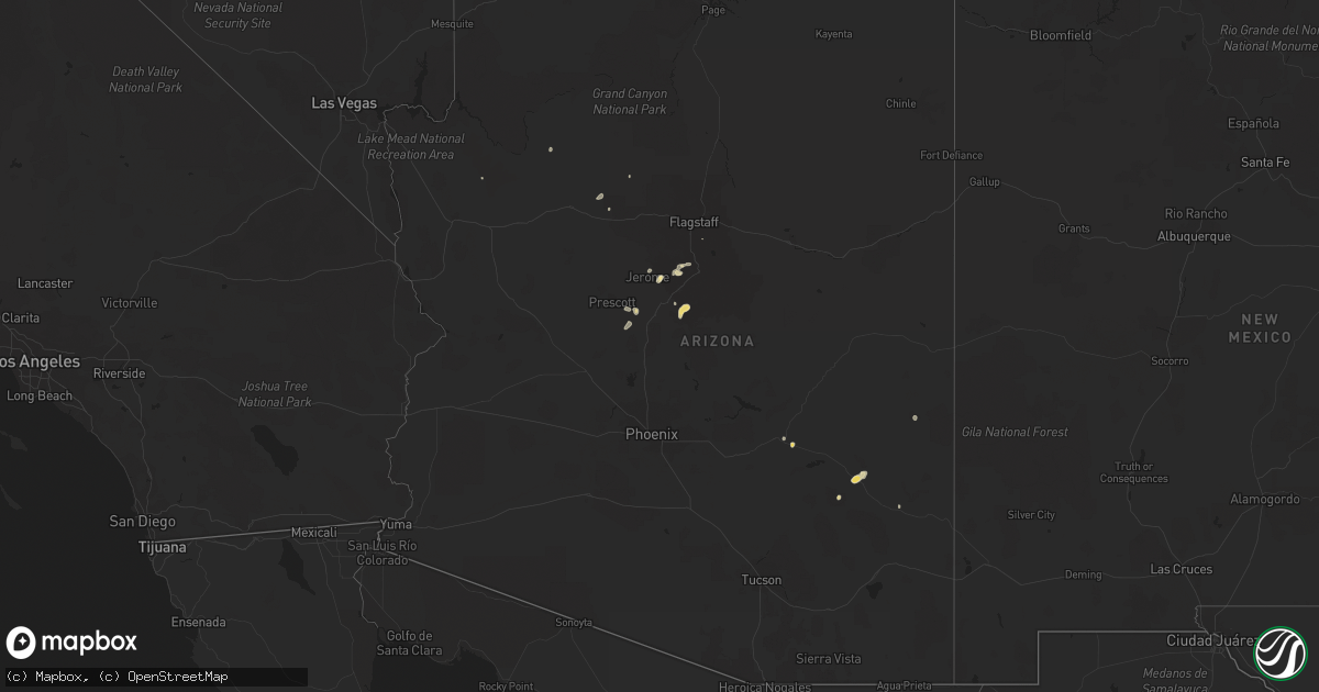 Hail map in Arizona on July 23, 2017