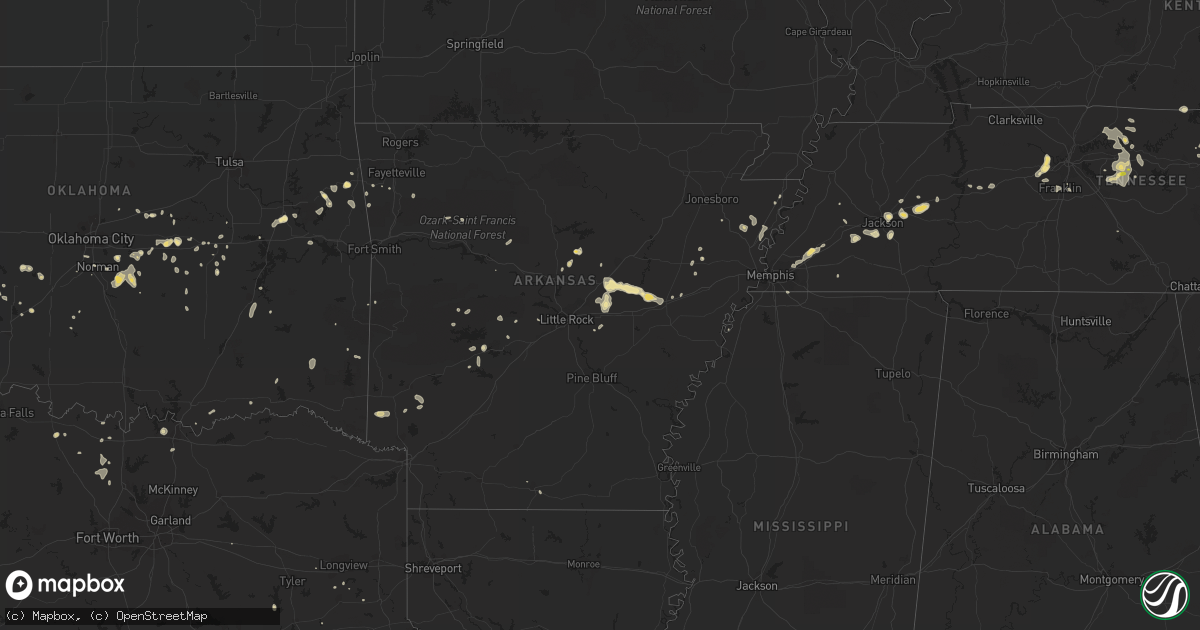 Hail map in Arkansas on July 23, 2017
