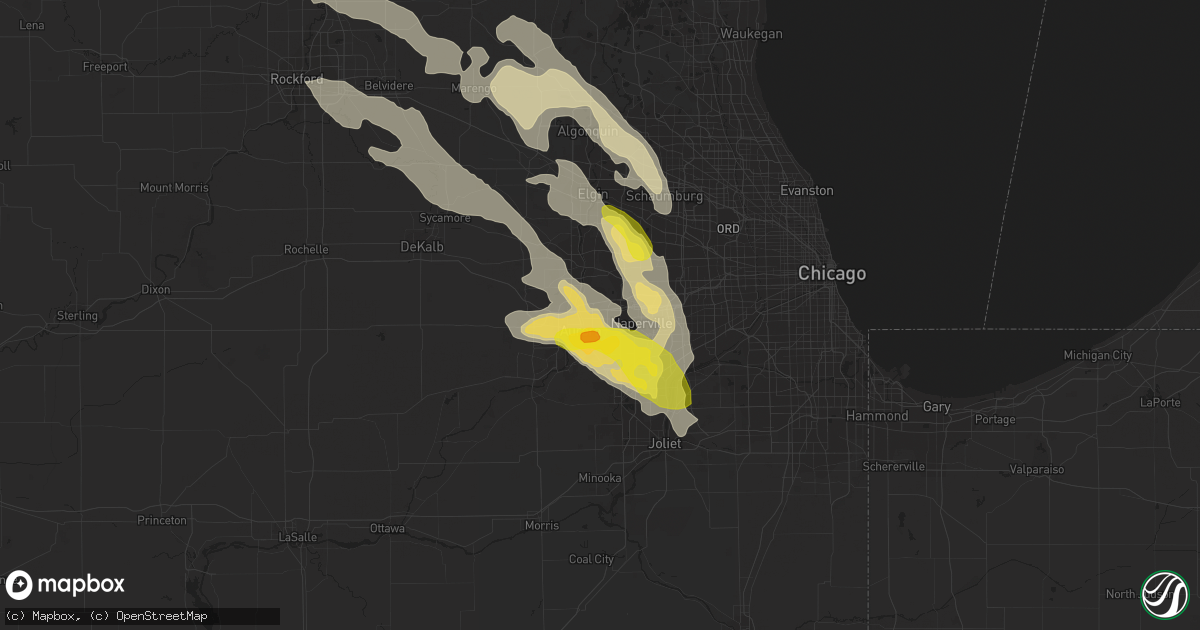 Hail map in Aurora, IL on July 23, 2017