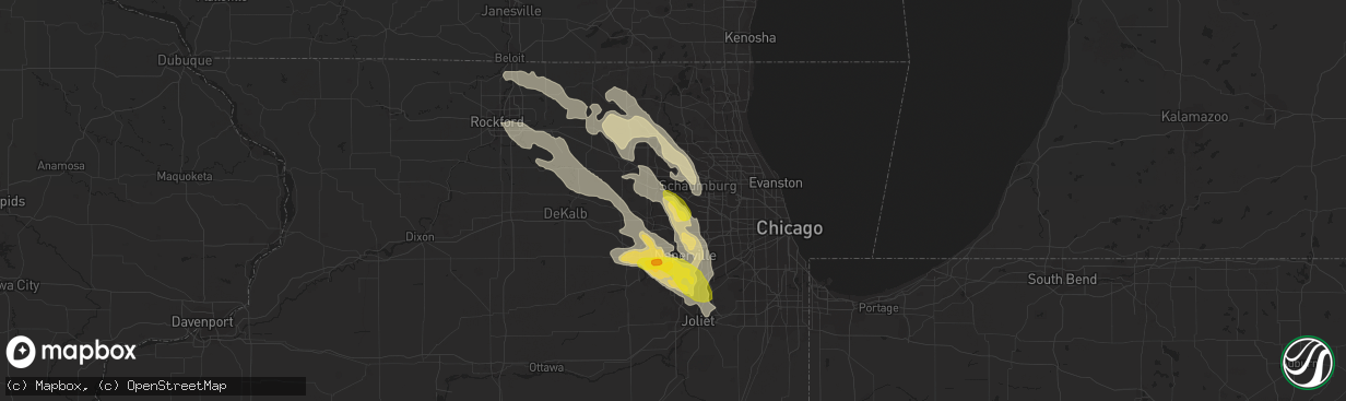 Hail map in Bartlett, IL on July 23, 2017