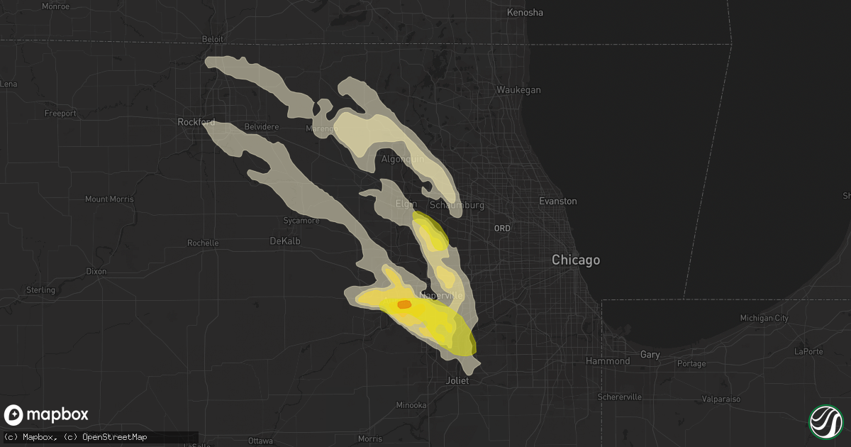 Hail map in Bartlett, IL on July 23, 2017