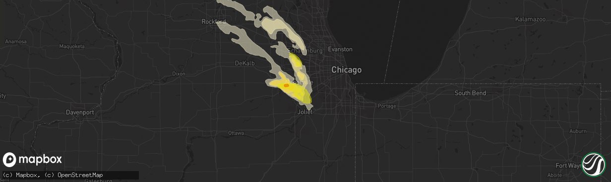 Hail map in Bolingbrook, IL on July 23, 2017