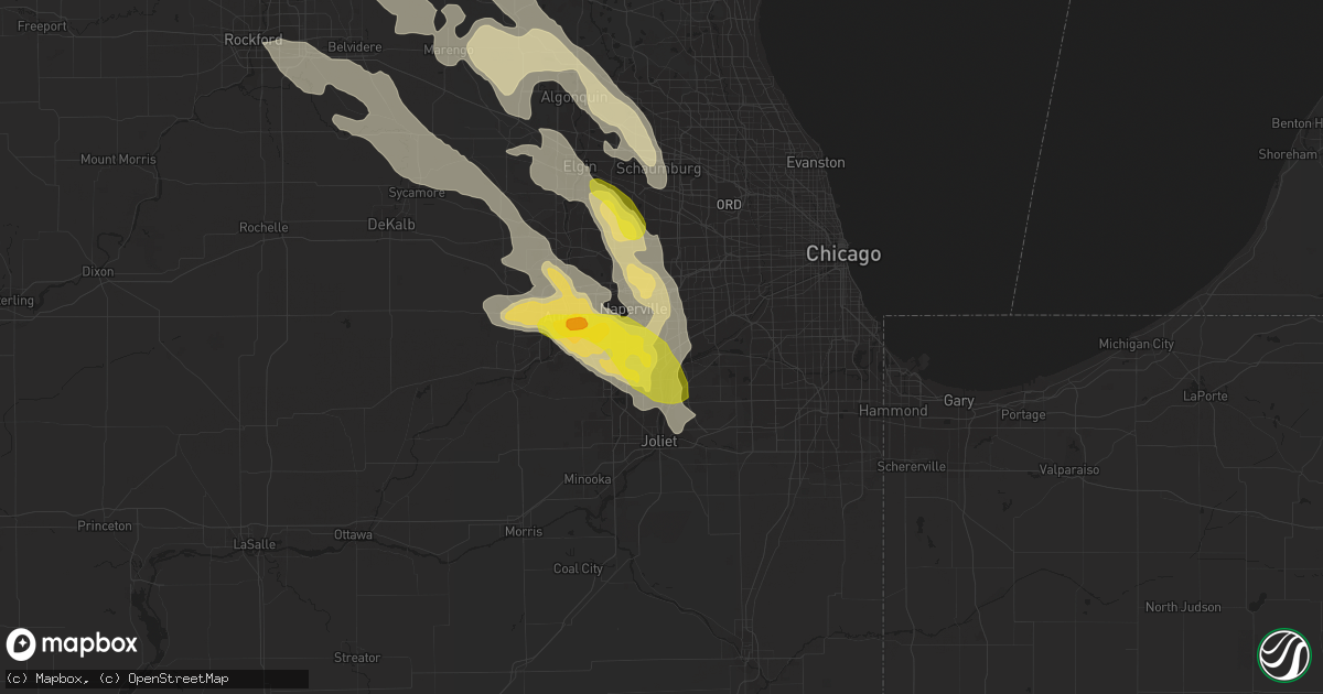 Hail map in Bolingbrook, IL on July 23, 2017