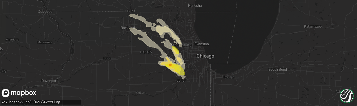 Hail map in Carol Stream, IL on July 23, 2017