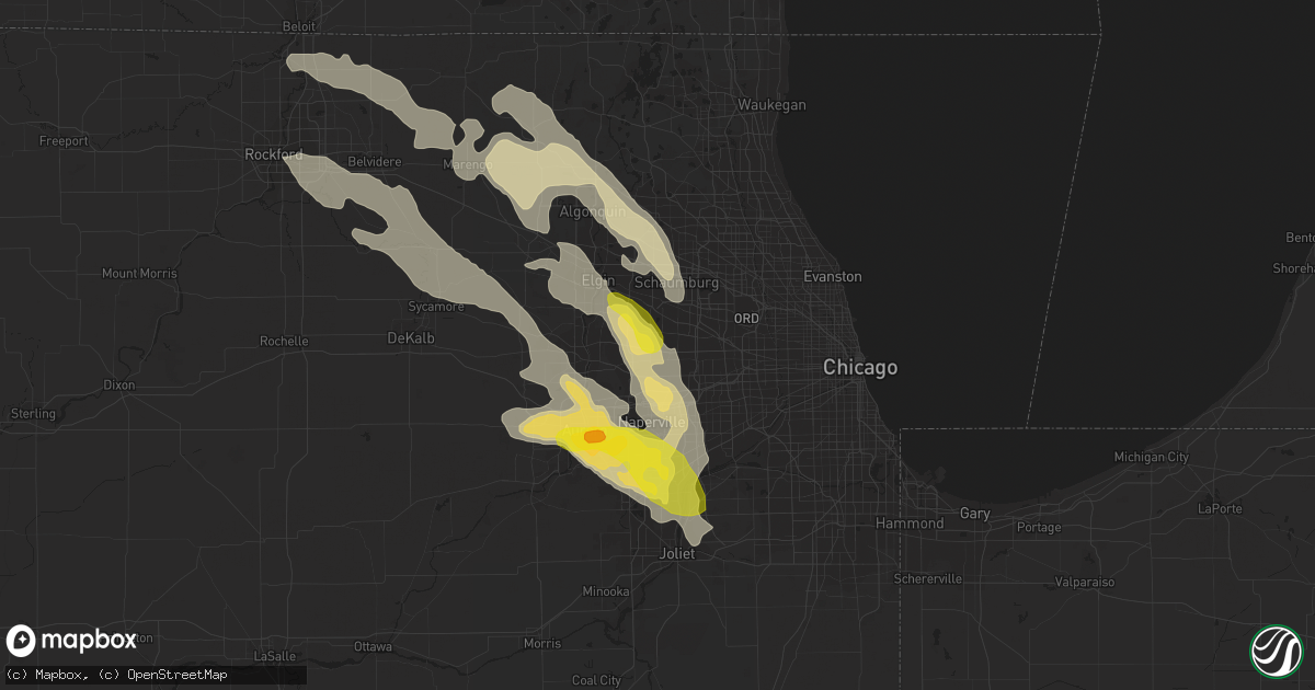Hail map in Carol Stream, IL on July 23, 2017