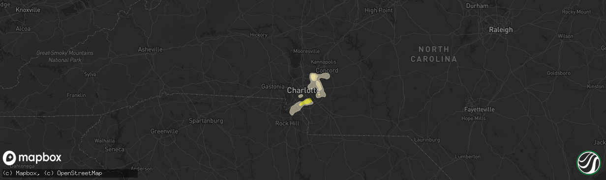 Hail map in Charlotte, NC on July 23, 2017