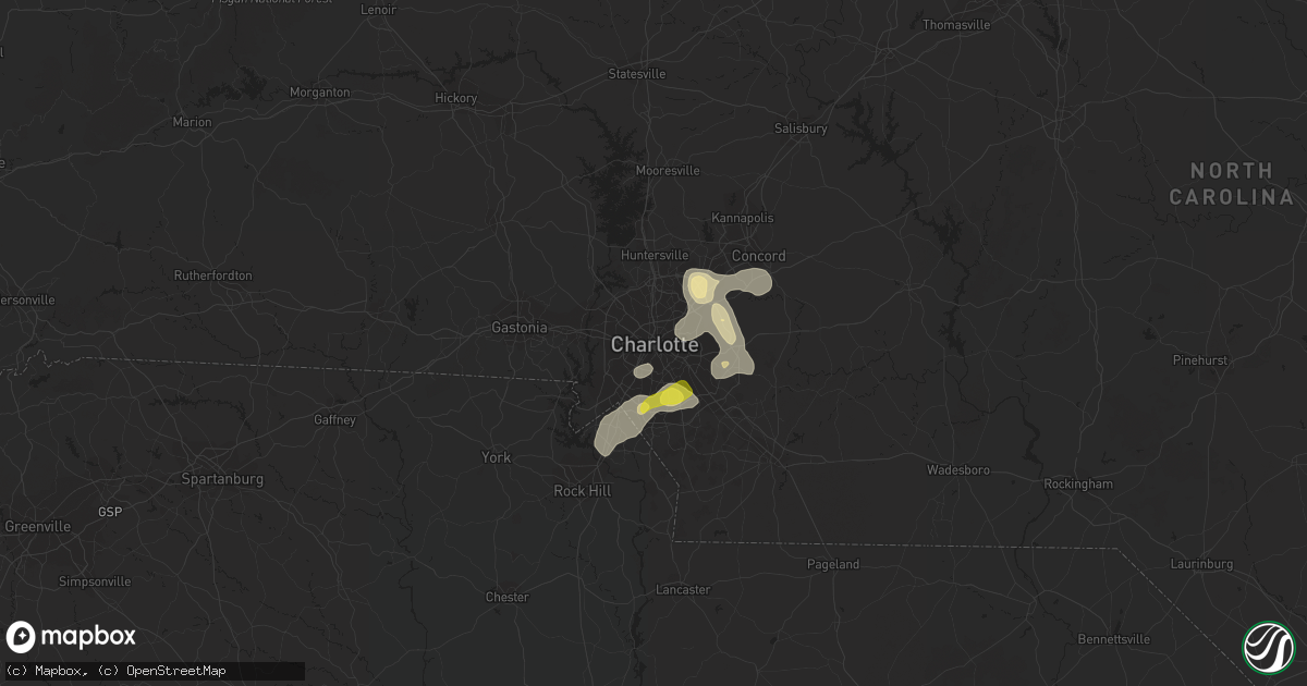 Hail map in Charlotte, NC on July 23, 2017