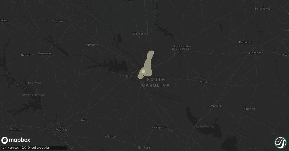 Hail map in Columbia, SC on July 23, 2017
