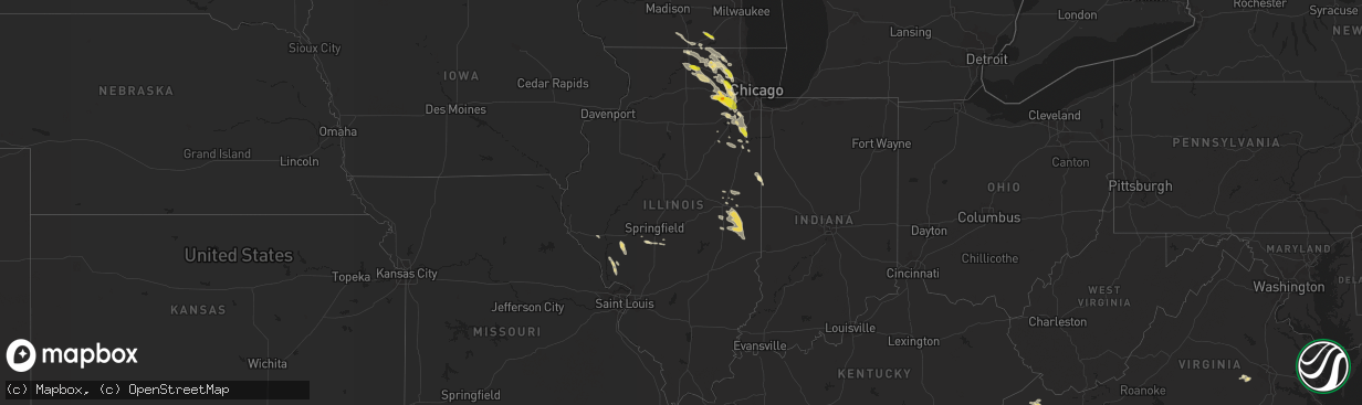 Hail map in Illinois on July 23, 2017