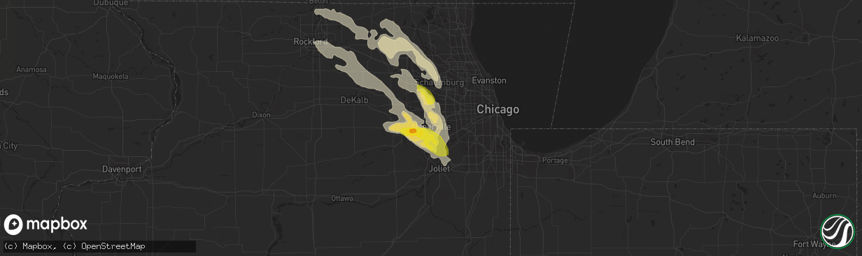 Hail map in Naperville, IL on July 23, 2017