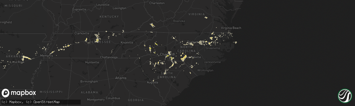 Hail map in North Carolina on July 23, 2017