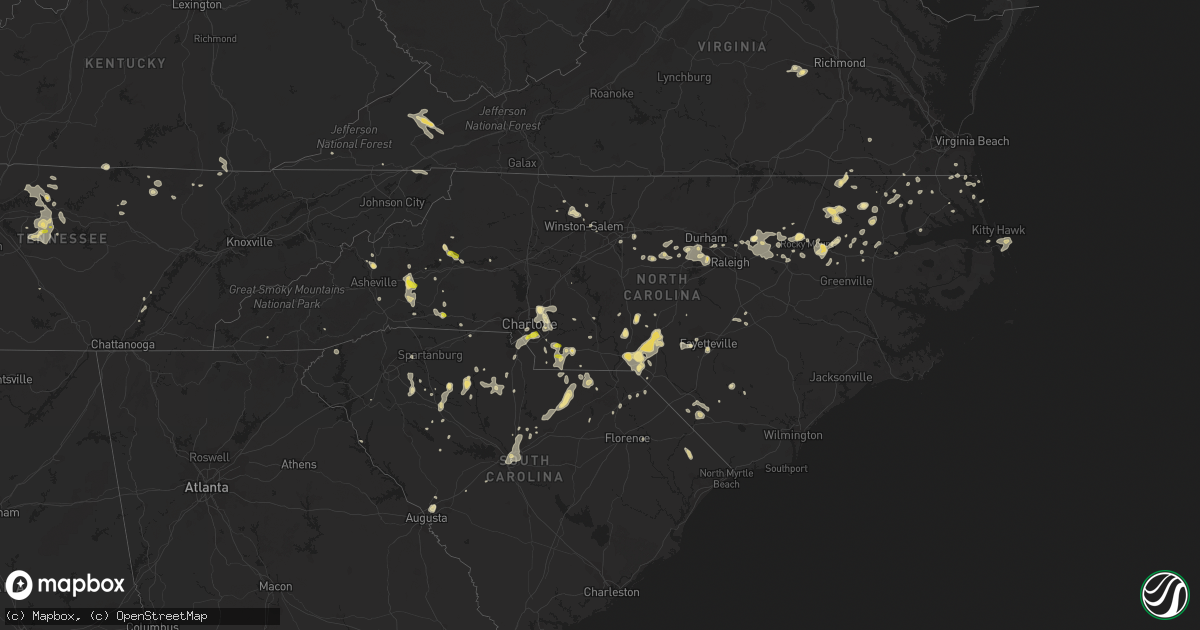 Hail map in North Carolina on July 23, 2017