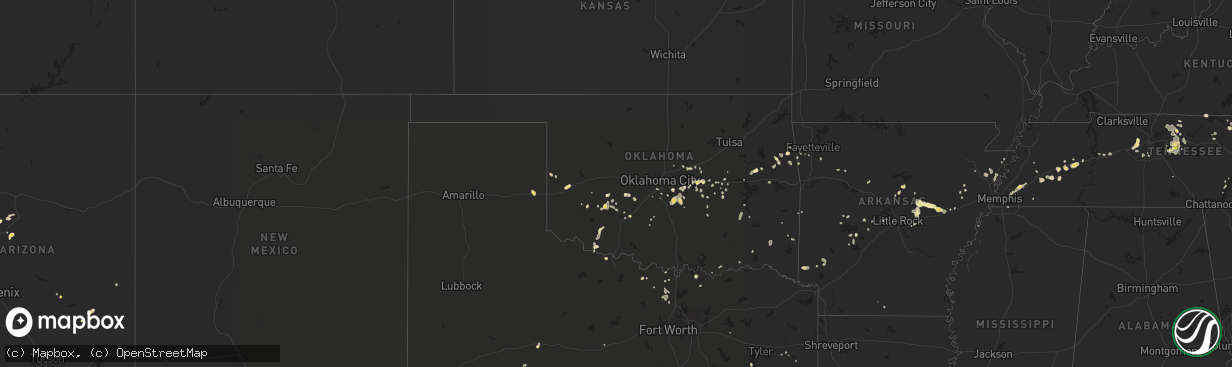 Hail map in Oklahoma on July 23, 2017