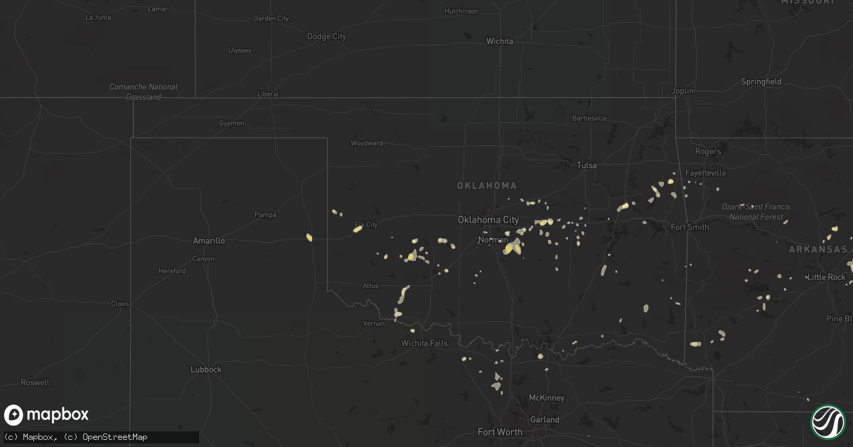 Hail map in Oklahoma on July 23, 2017