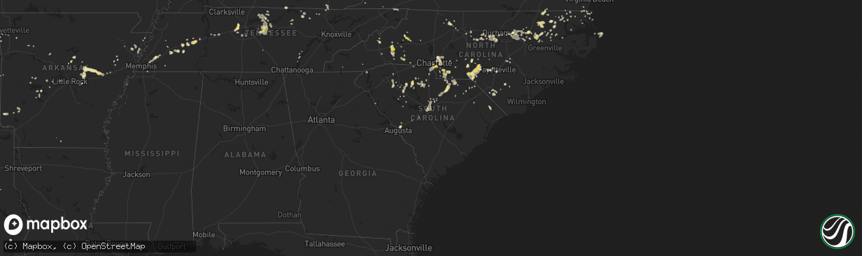 Hail map in South Carolina on July 23, 2017