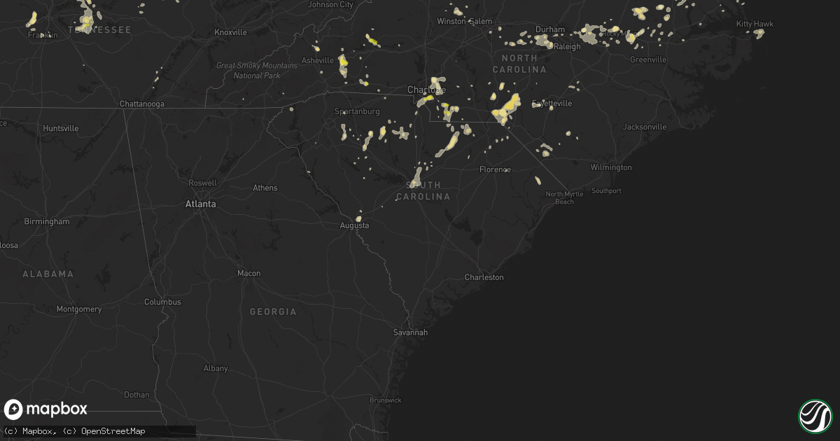Hail map in South Carolina on July 23, 2017