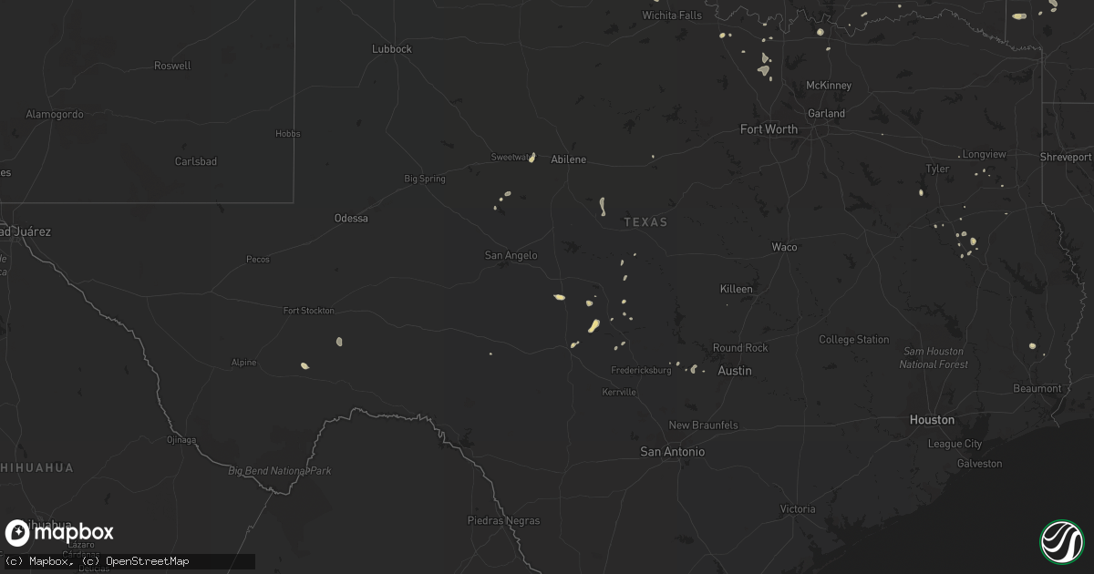 Hail map in Texas on July 23, 2017