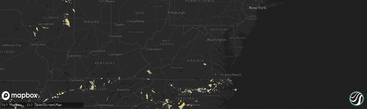 Hail map in Virginia on July 23, 2017