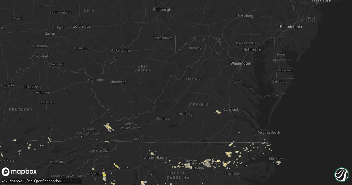 Hail map in Virginia on July 23, 2017