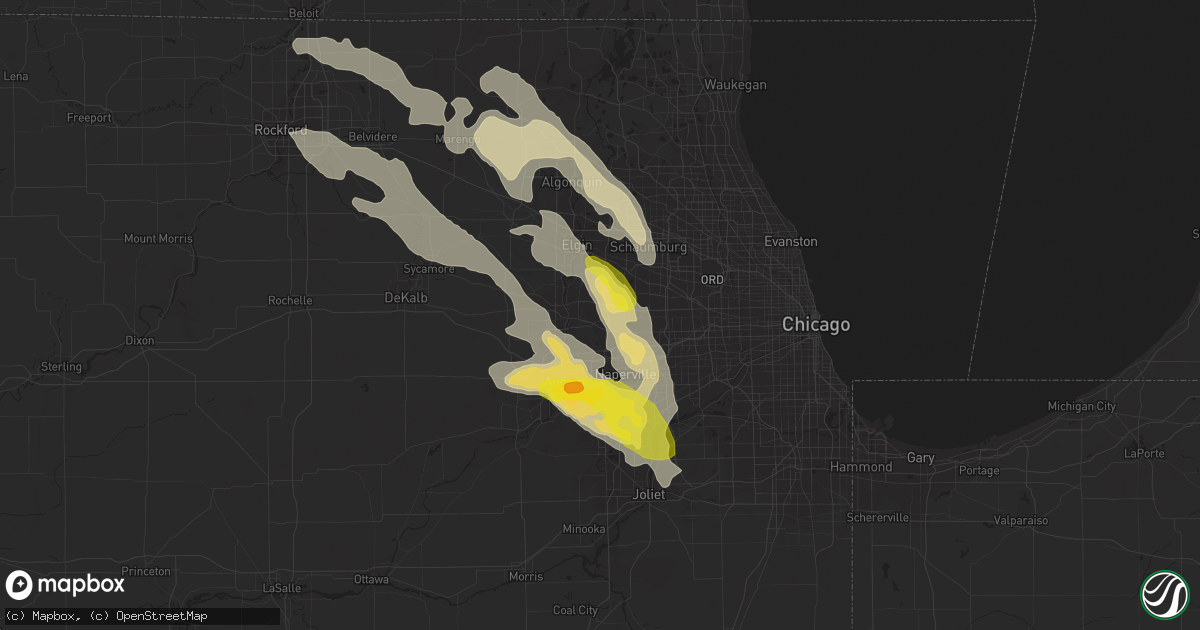 Hail map in West Chicago, IL on July 23, 2017