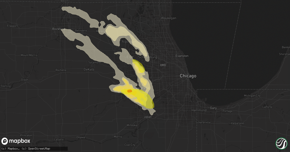 Hail map in Wheaton, IL on July 23, 2017