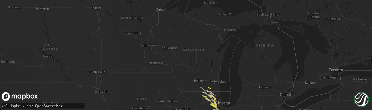 Hail map in Wisconsin on July 23, 2017