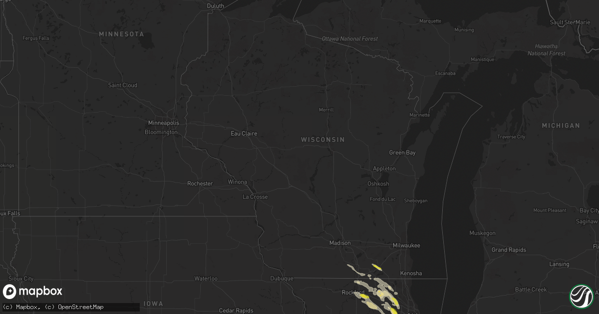 Hail map in Wisconsin on July 23, 2017