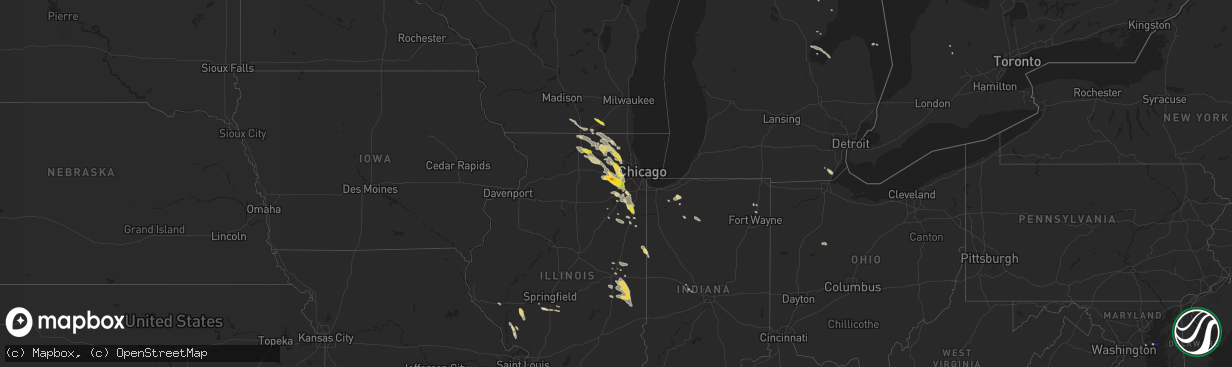 Hail map on July 23, 2017