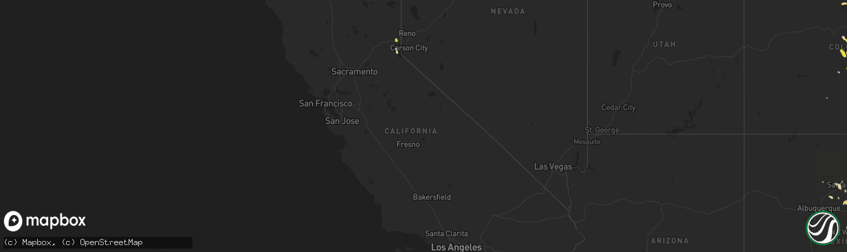 Hail map in California on July 23, 2018