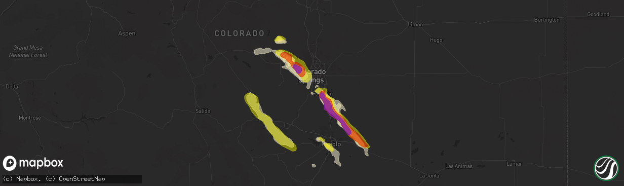 Hail map in Colorado Springs, CO on July 23, 2018