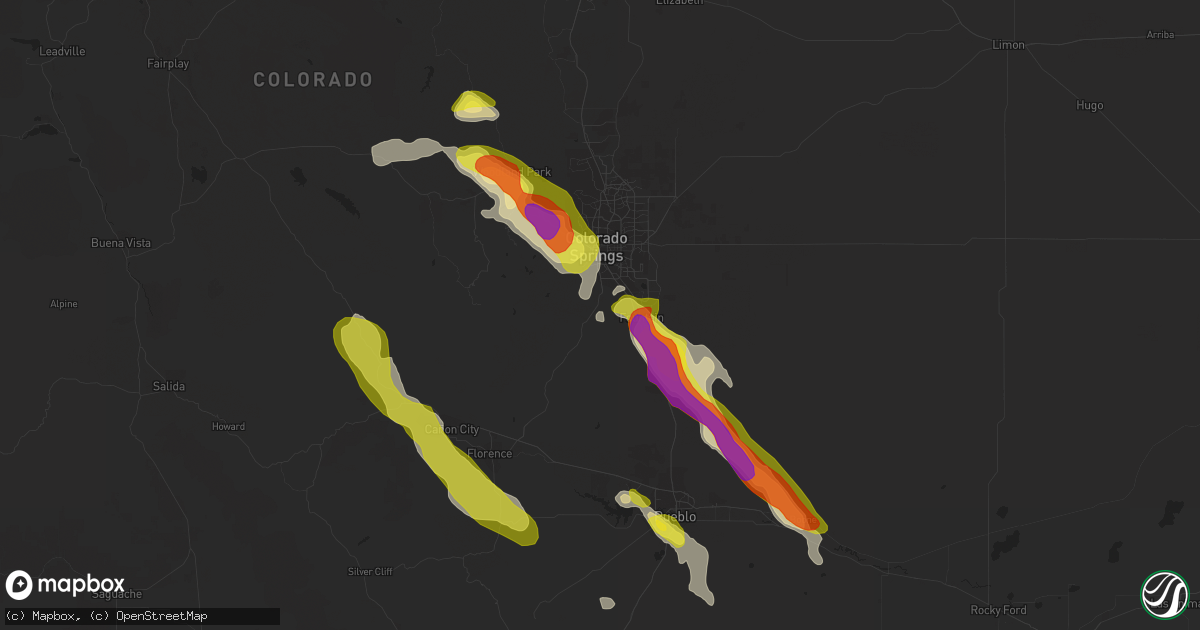 Hail map in Colorado Springs, CO on July 23, 2018