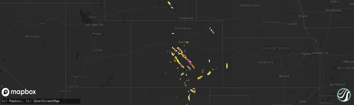 Hail map in Colorado on July 23, 2018