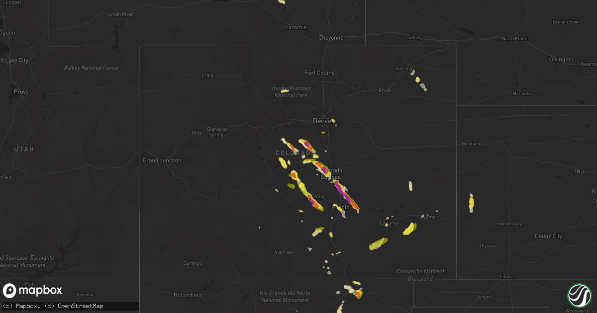 Hail map in Colorado on July 23, 2018