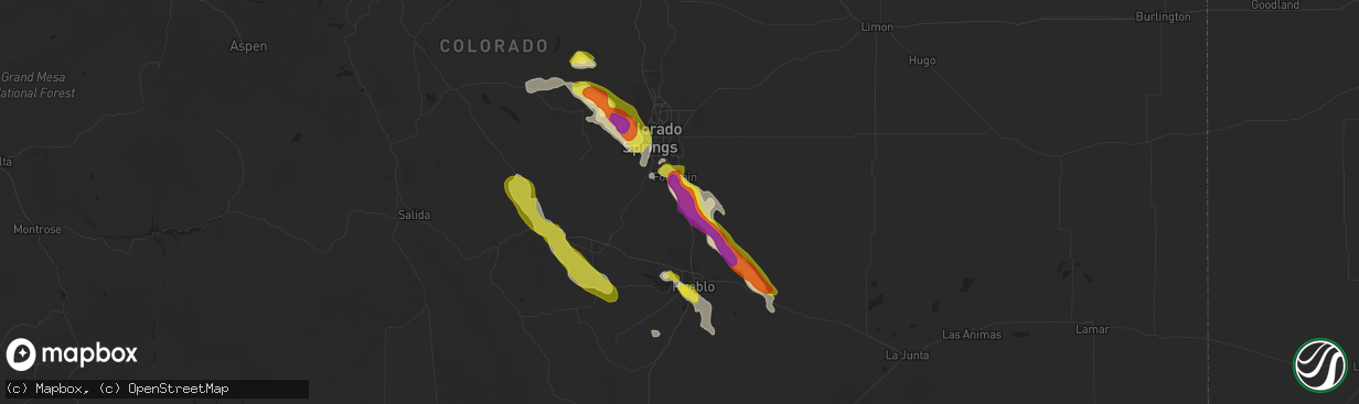 Hail map in Fountain, CO on July 23, 2018