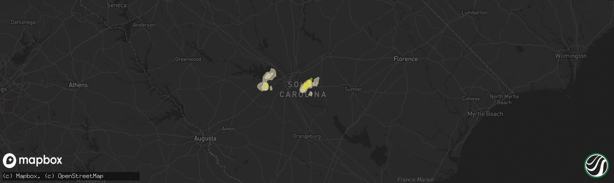 Hail map in Hopkins, SC on July 23, 2018